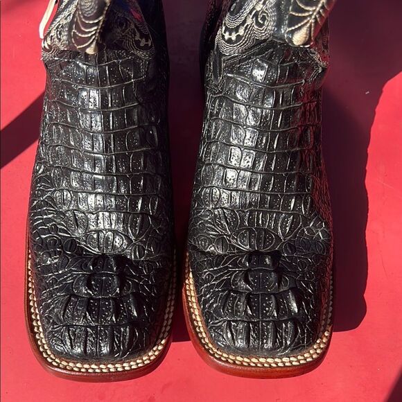Ferrini Western Boots Mens Cowboy Caiman Gator Print Black 40393-04 Size 8D NWT - Picture 5 of 16